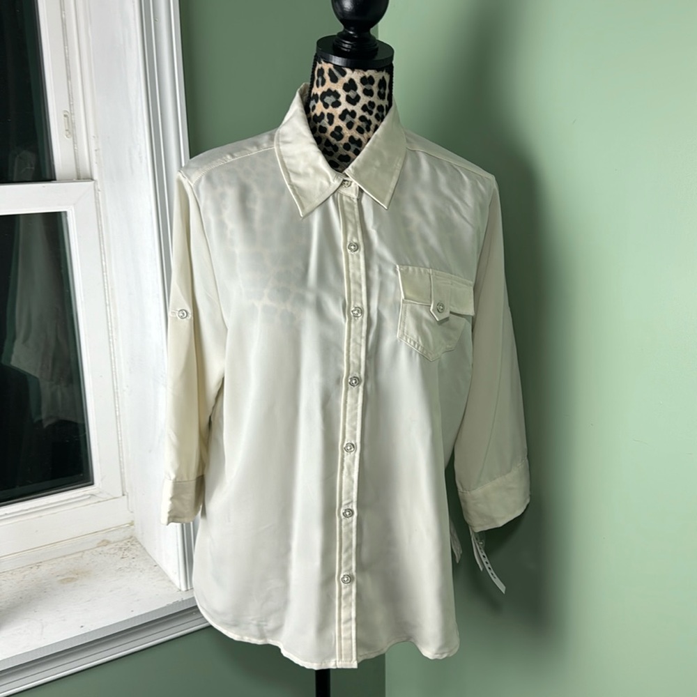 NWT Apparenza cream button-down blouse, XLP